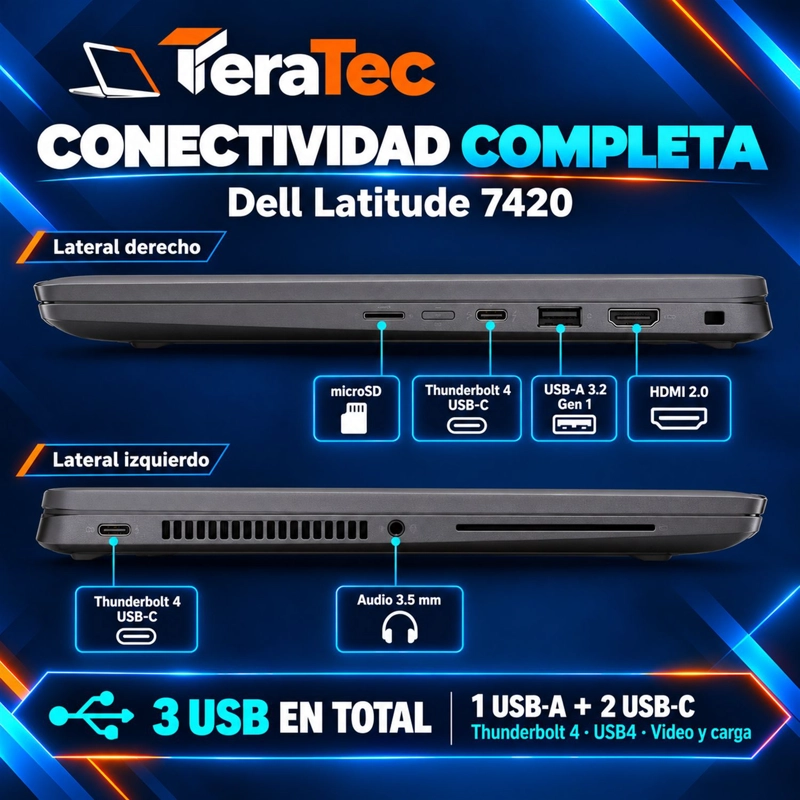 NOTEBOOK DELL LATITUDE 7420 CORE I7-1185G7 11ª GENERACION 16GB RAM SSD NVME 256GB REACONDICIONADO - 3