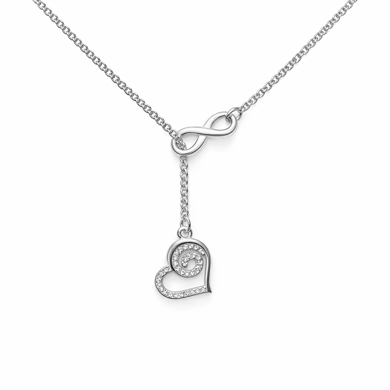 COLLAR INFINITO CORAZON CIRCON ELEGANTE EN PLATA LEY 925 - 1
