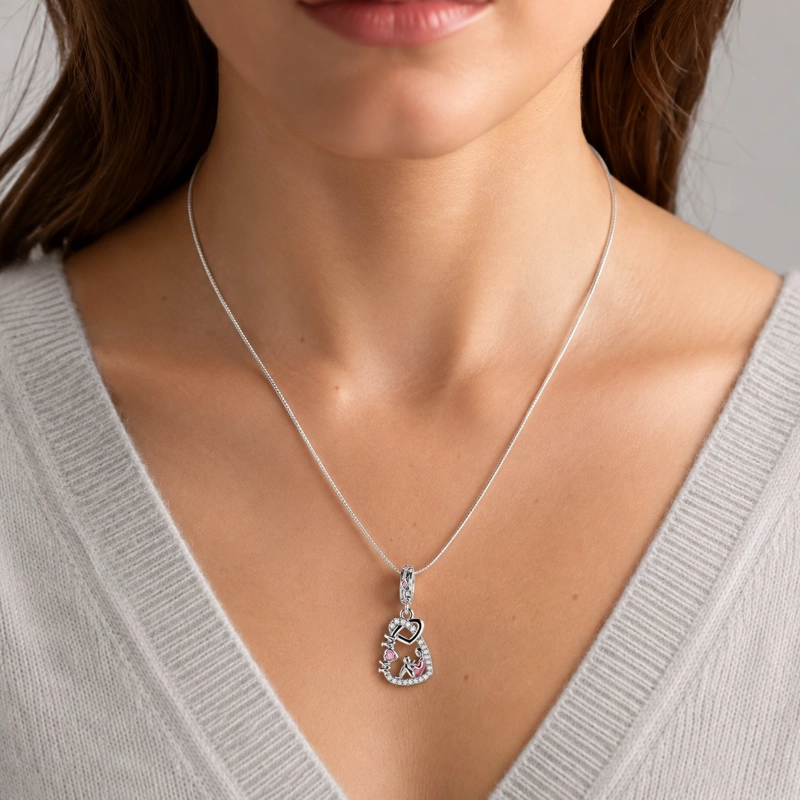 CHARM CORAZON MAMA CON BEBECITO PLATA 925 - 4