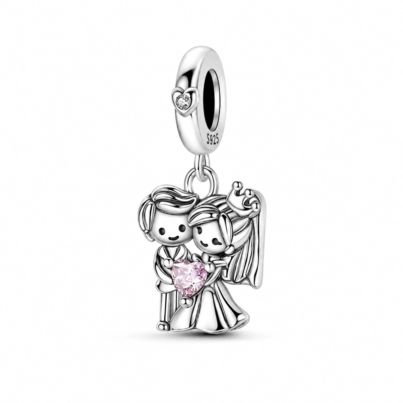 CHARM DIJE PAREJA RECIE N CASADOS PLATA 925 - 1