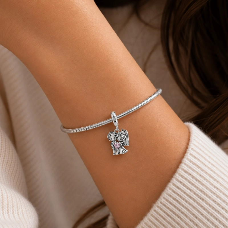 CHARM DIJE PAREJA RECIE N CASADOS PLATA 925 - 2