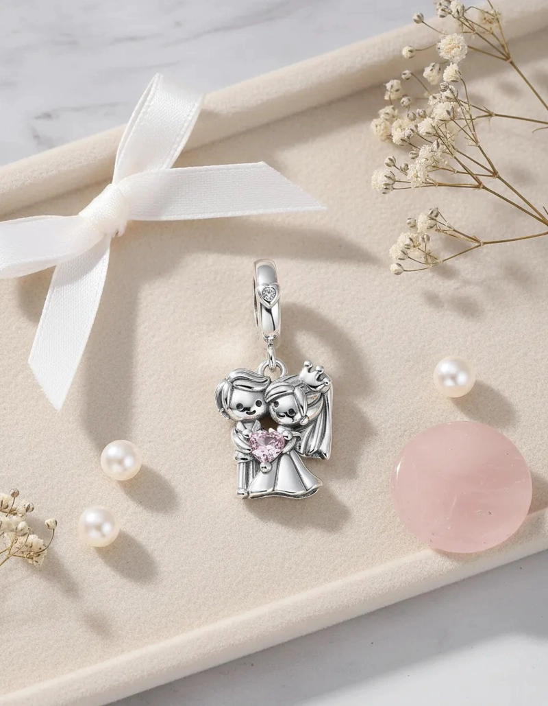 CHARM DIJE PAREJA RECIE N CASADOS PLATA 925 - 3