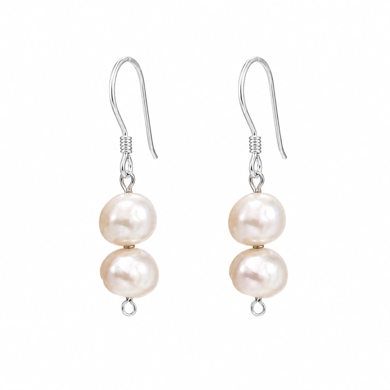 AROS COLGANTES PERLA DE RIO NATURAL PLATA LEY 925