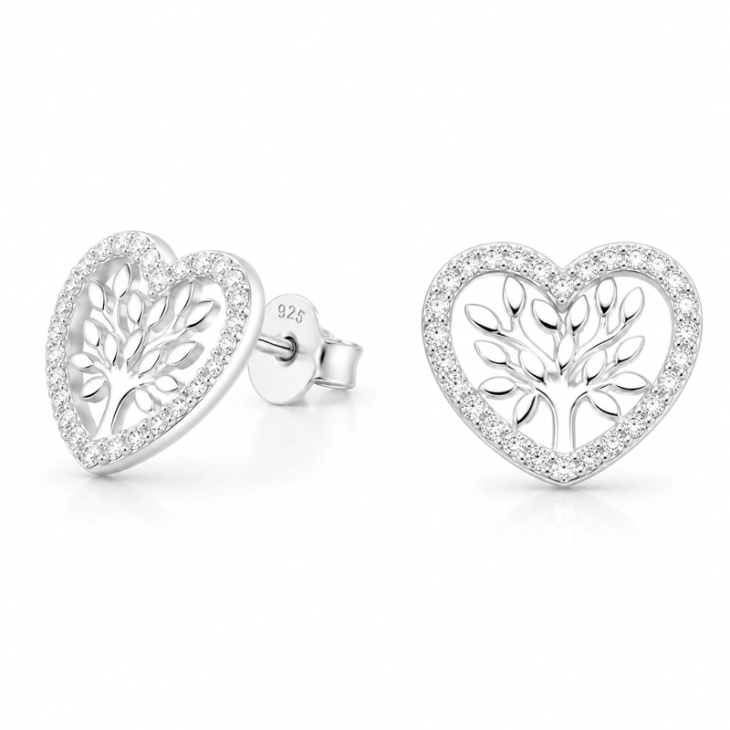 ARO CORAZON ARBOL DE LA VIDA CIRCONES PLATA
