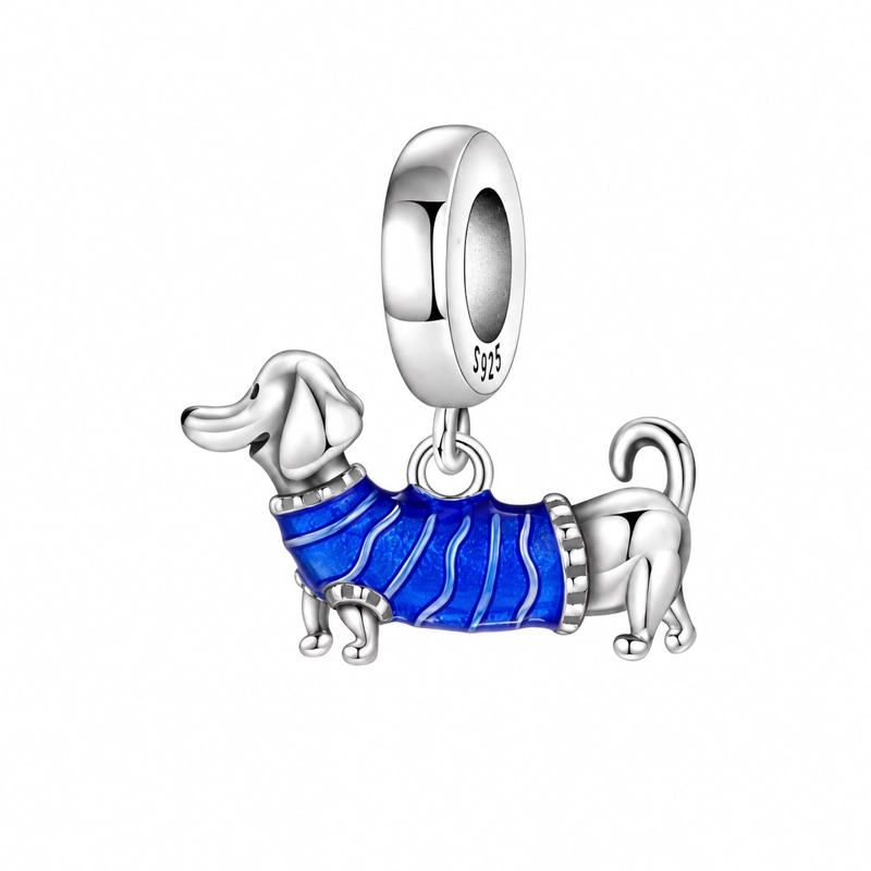 CHARM PERRITO SALCHICHA TIERNO CON ROPITA PLATA 925 - 1