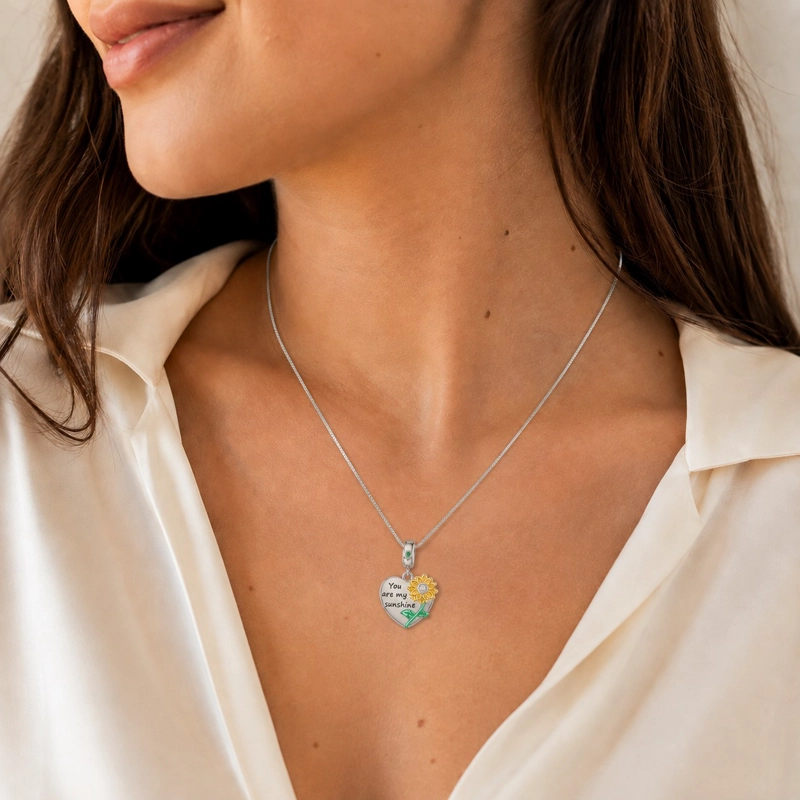 CHARM DIJE CORAZON GIRASOL PLATA 925 - 2