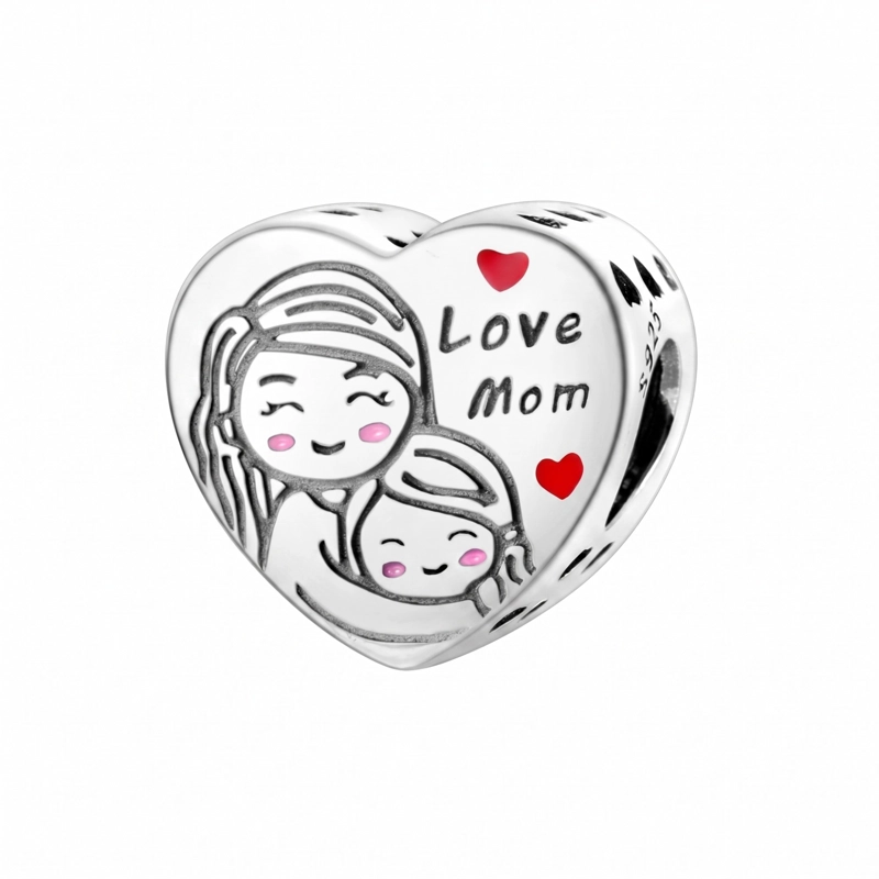 CHARM CORAZON LOVE MOM PLATA 925