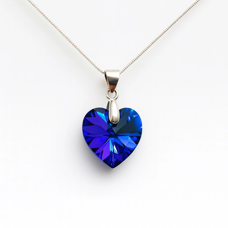 COLLAR CRISTAL AUSTRIACO AZUL 14MM EN PLATA 925 - 1