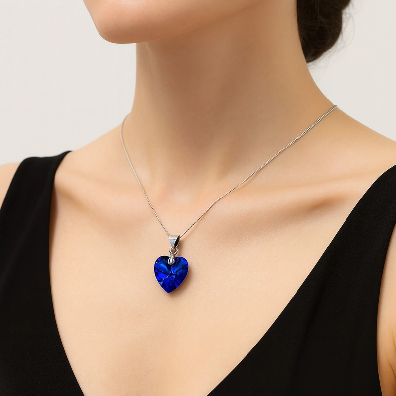COLLAR CRISTAL AUSTRIACO AZUL 14MM EN PLATA 925 - 2