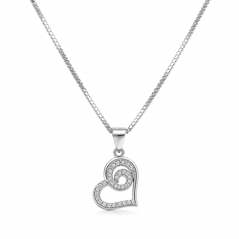 COLLAR CORAZON CIRCON PLATA 925 - 1