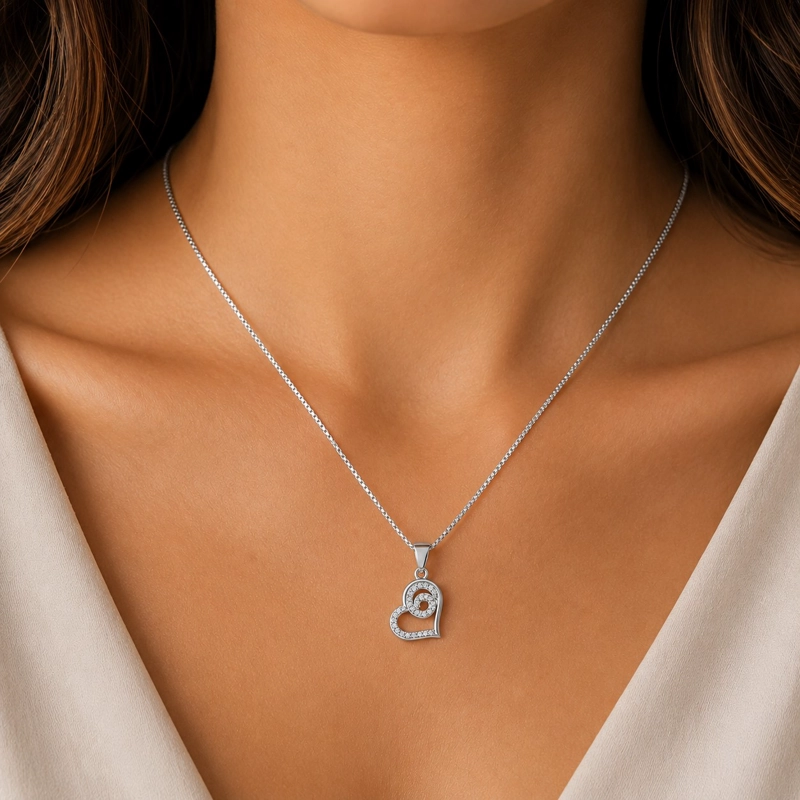 COLLAR CORAZON CIRCON PLATA 925 - 2