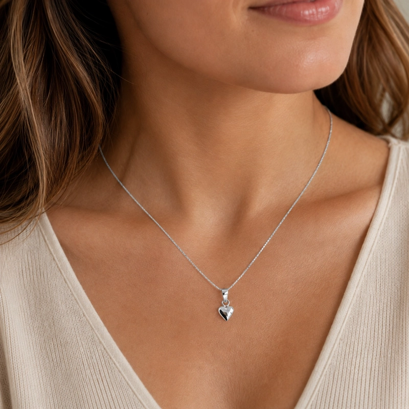 COLLAR CORAZON MINIMALISTA PLATA LEY 925 - 3