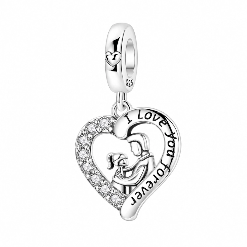 CHARM DIJE AMOR PAPA CON HIJA PLATA 925 - 1