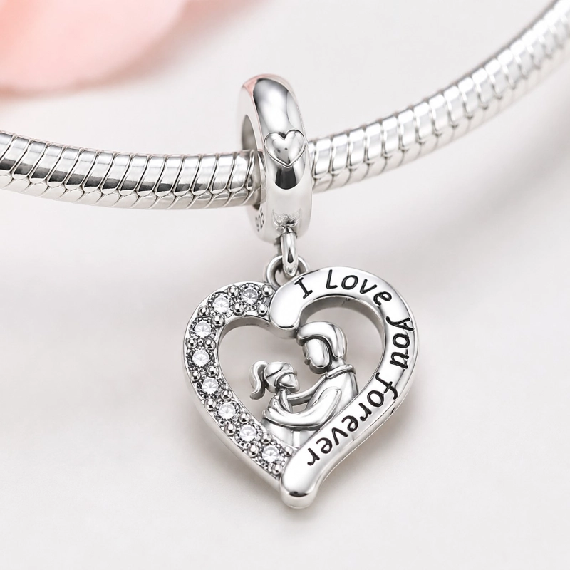 CHARM DIJE AMOR PAPA CON HIJA PLATA 925 - 2