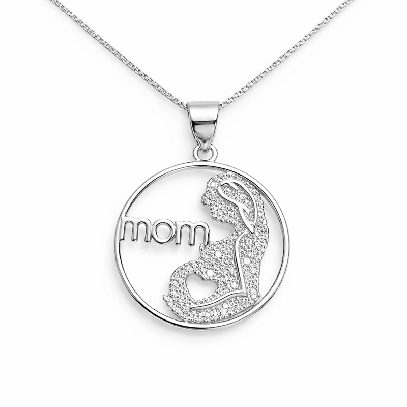COLLAR COLGANTE MOM CIRCON ELEGANTE PLATA LEY 925 - 1