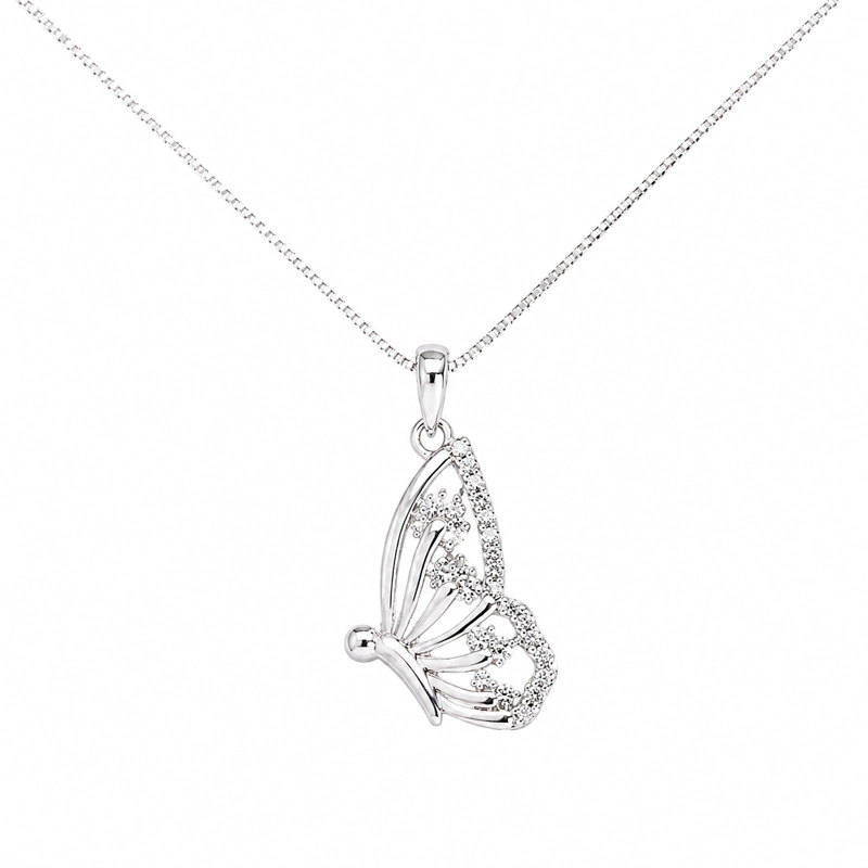 COLLAR MARIPOSA CIRCON PLATA 925