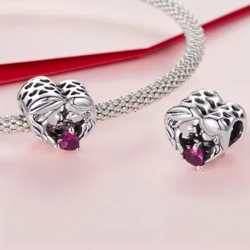 CHARM MAMA E HIJA EN PLATA 925 CON CIRCON ROSA - 2