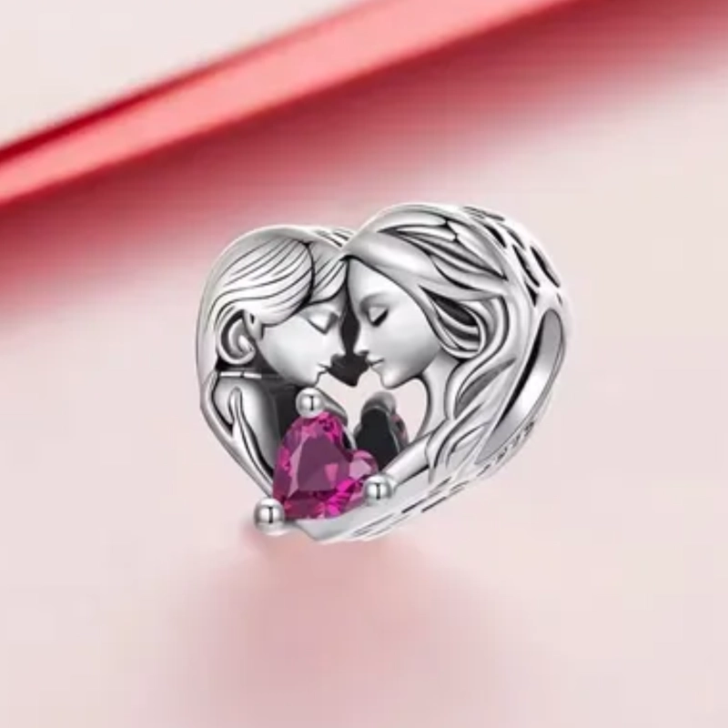 CHARM MAMA E HIJA EN PLATA 925 CON CIRCON ROSA - 4