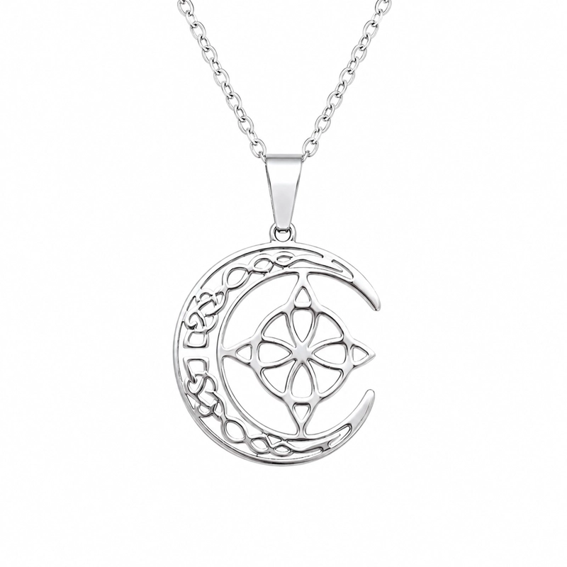 COLLAR NUDO DE BRUJA LUNA UNISEX ACERO INOXIDABLE - 1