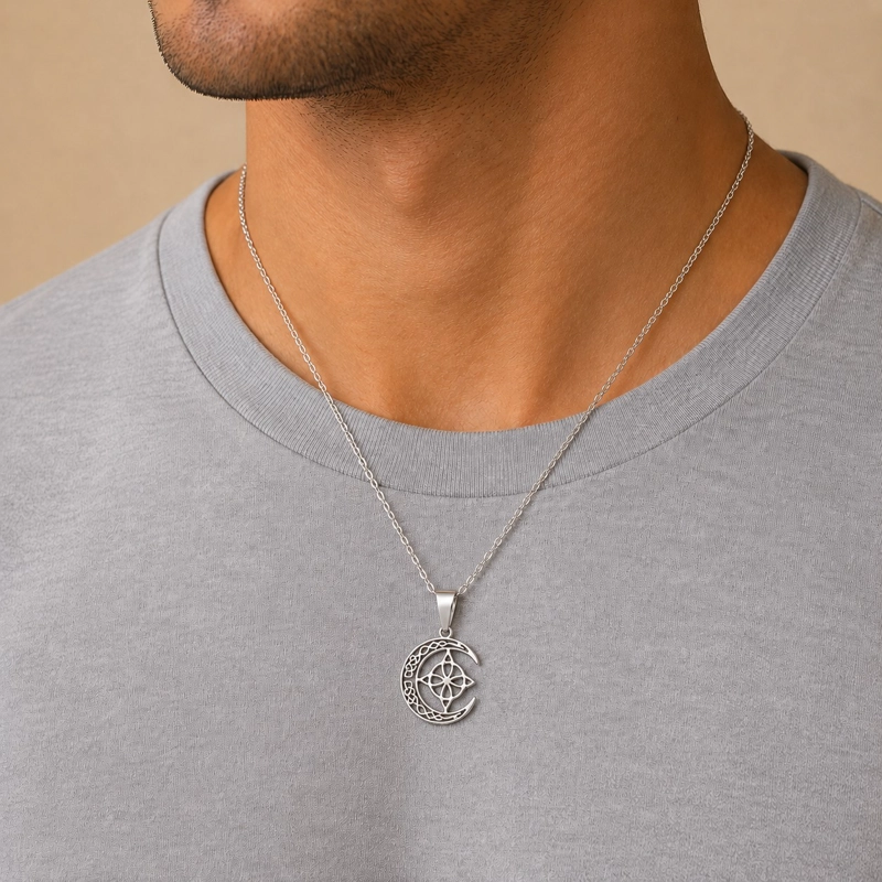 COLLAR NUDO DE BRUJA LUNA UNISEX ACERO INOXIDABLE - 2