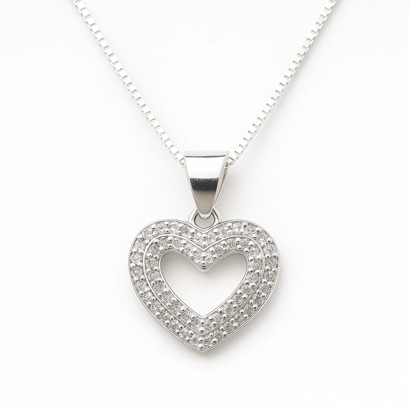 COLLAR CORAZON CIRCON ELEGANTE EN PLATA 925 - 1