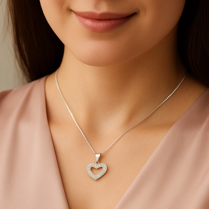 COLLAR CORAZON CIRCON ELEGANTE EN PLATA 925 - 2