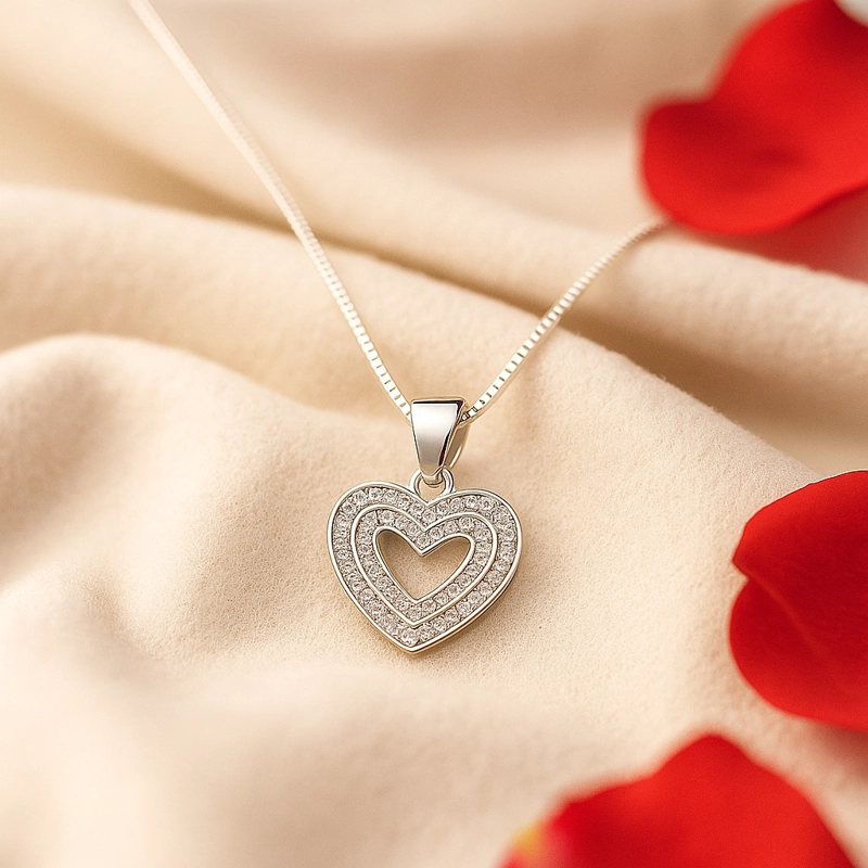 COLLAR CORAZON CIRCON ELEGANTE EN PLATA 925 - 3