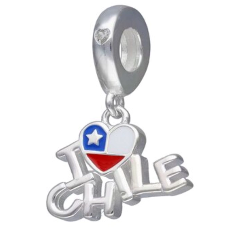 COLGANTE CHARM BANDERA DE CHILE ESMALTADO EN PLATA 925 - 1