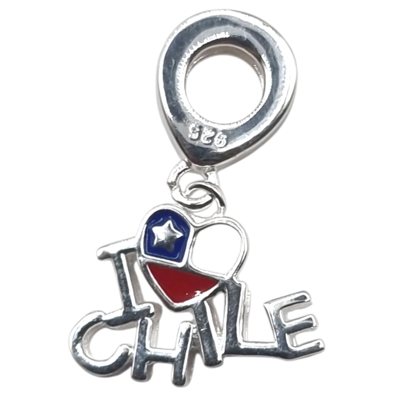 COLGANTE CHARM BANDERA DE CHILE ESMALTADO EN PLATA 925 - 2