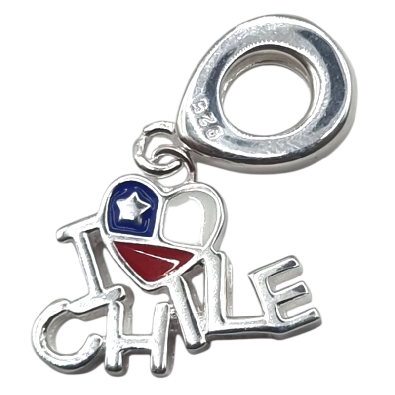 COLGANTE CHARM BANDERA DE CHILE ESMALTADO EN PLATA 925 - 3