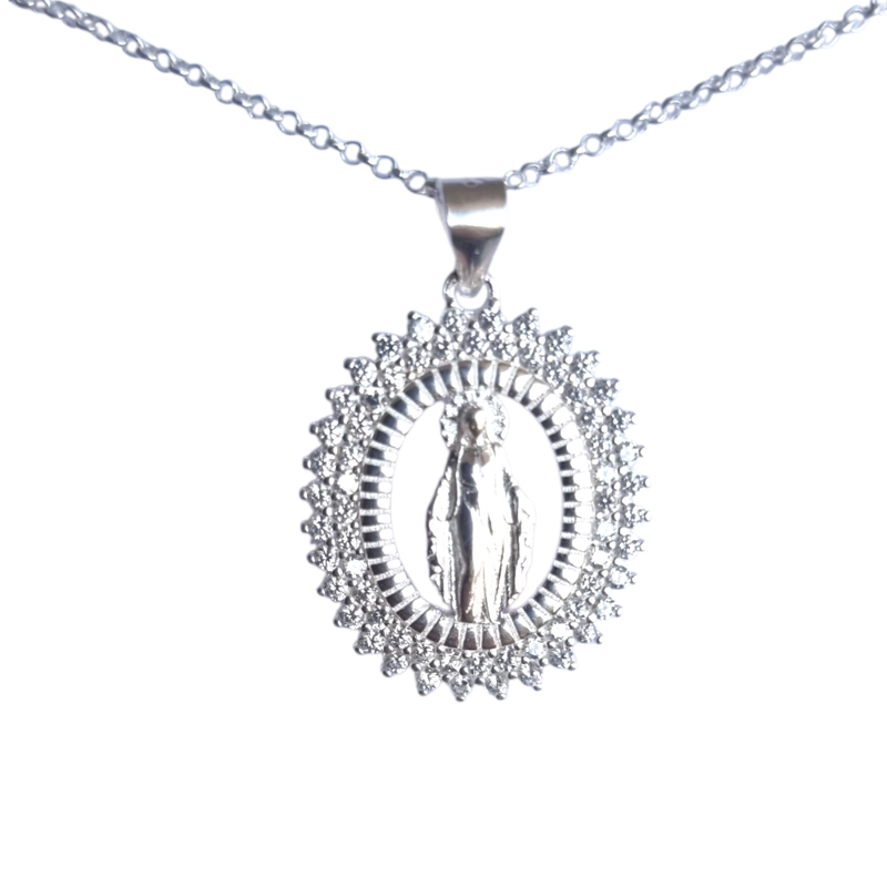 COLLAR VIRGEN DE LOS RAYOS MILAGROSA EN PLATA 925 - 1