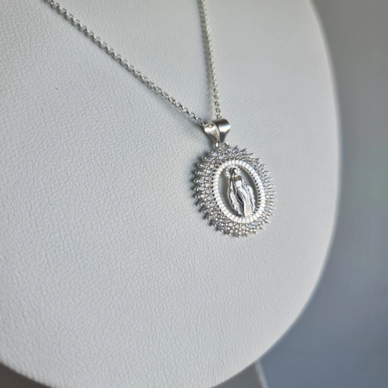 COLLAR VIRGEN DE LOS RAYOS MILAGROSA EN PLATA 925 - 2