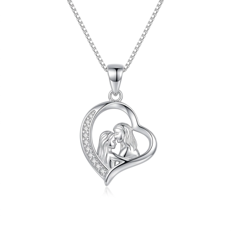 COLLAR MAMA E HIJA CIRCON PLATA LEY 925 - 1
