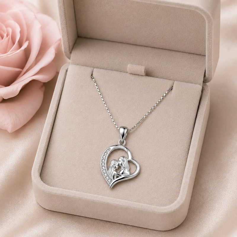 COLLAR MAMA E HIJA CIRCON PLATA LEY 925 - 4