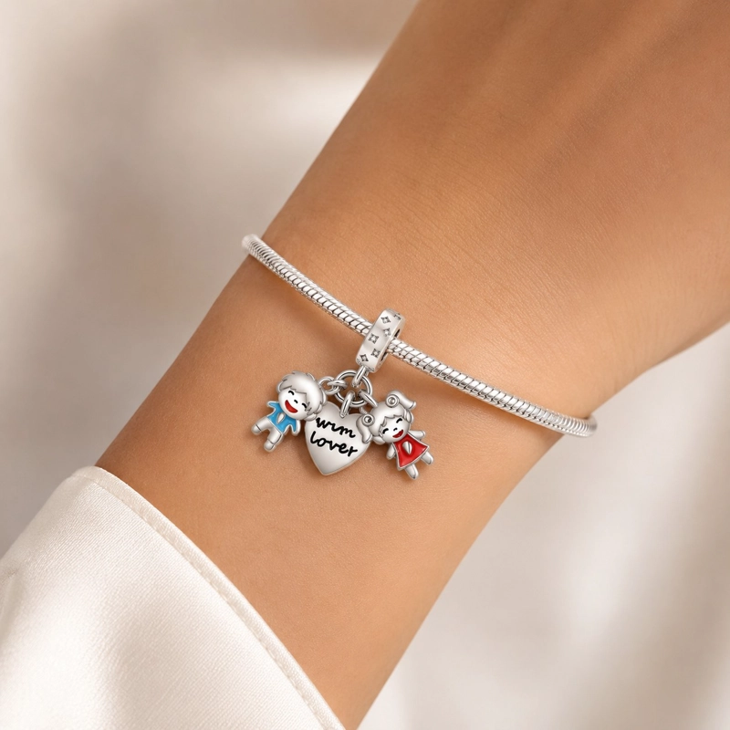 CHARM NIÑO Y NIÑA PLATA 925 - 2