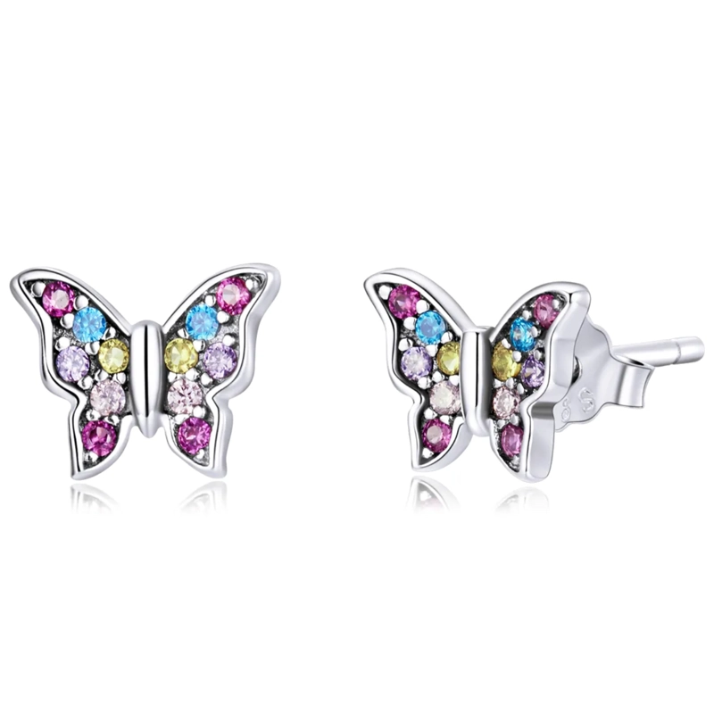 AROS EN PLATA 925 CON DISEÑO DE MARIPOSA - 1