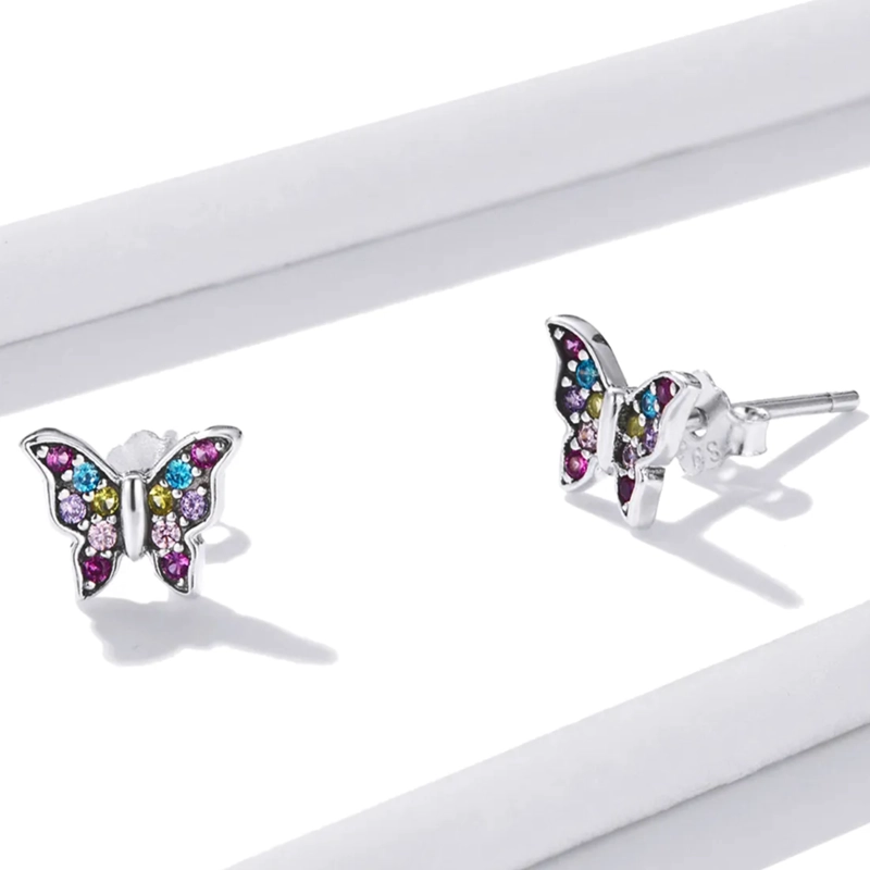 AROS EN PLATA 925 CON DISEÑO DE MARIPOSA - 2