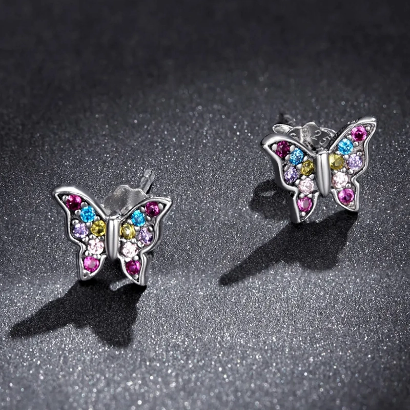 AROS EN PLATA 925 CON DISEÑO DE MARIPOSA - 4