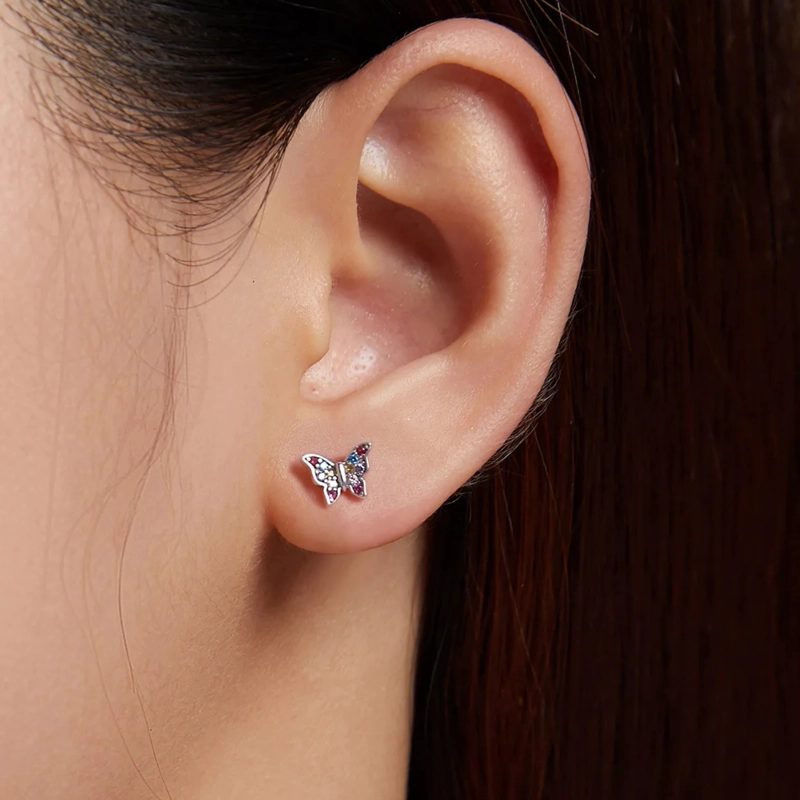AROS EN PLATA 925 CON DISEÑO DE MARIPOSA - 5