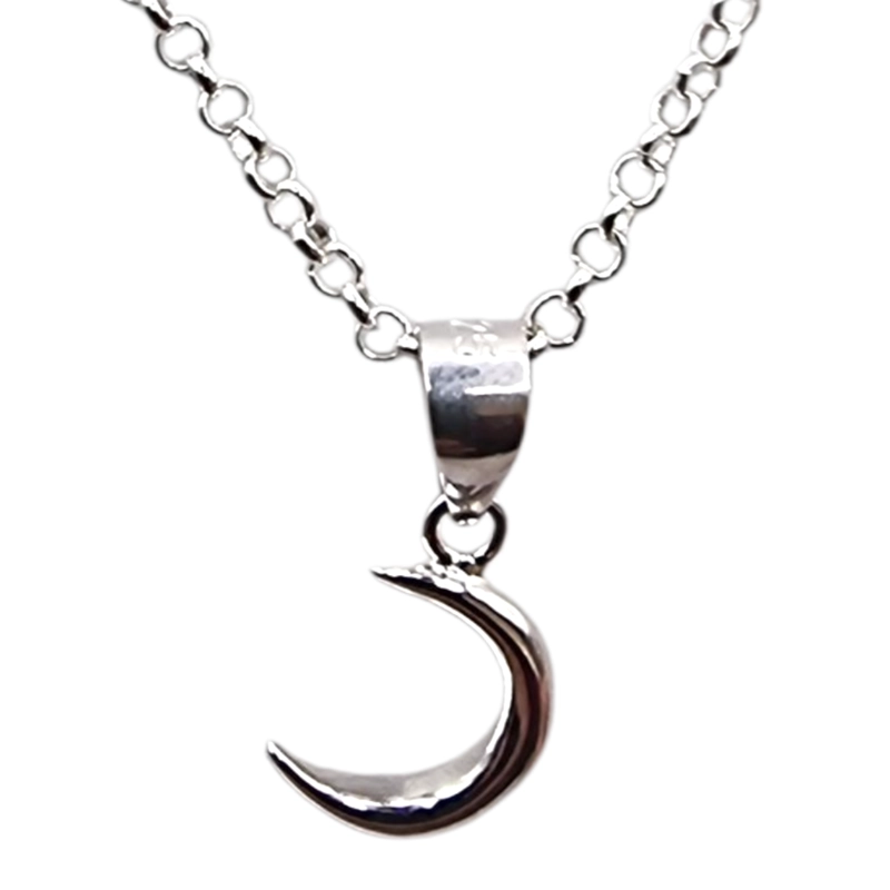 CONJUNTO COLLAR Y AROS MEDIA LUNA EN PLATA 925 - 2