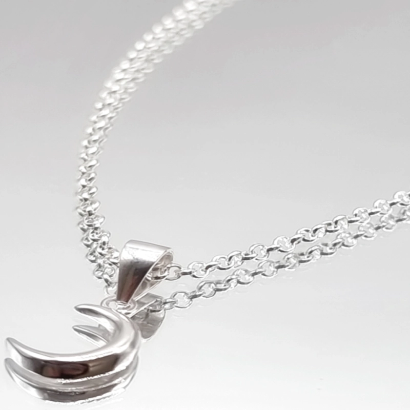 CONJUNTO COLLAR Y AROS MEDIA LUNA EN PLATA 925 - 3