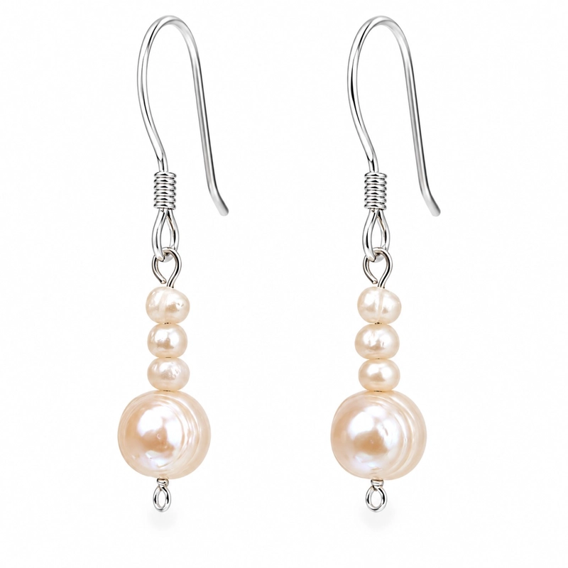 AROS PERLA DE RIO NATURAL PEQUEÑAS PLATA LEY 925 - 1