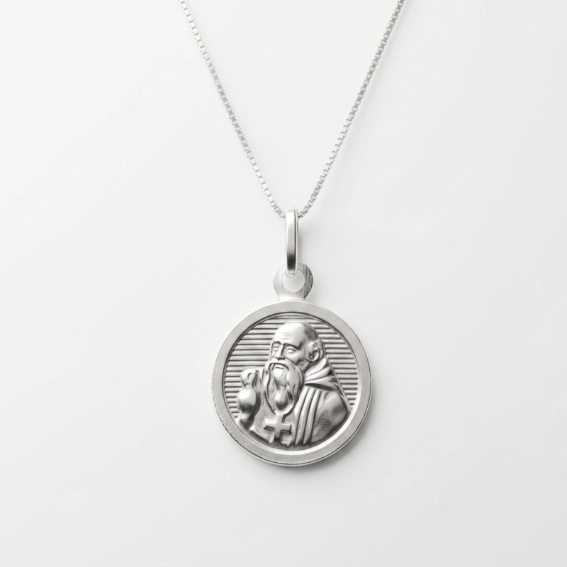 COLLAR SAN BENITO ABAD 15 MM PLATA LEY 925