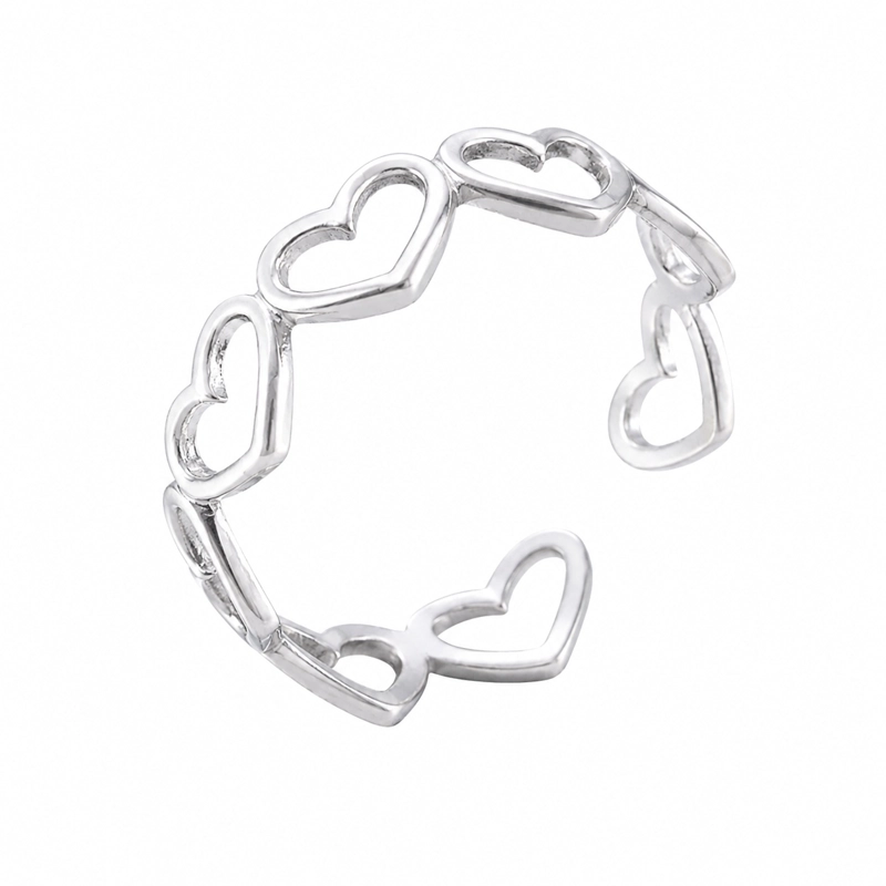 ANILLO CORAZONES AJUSTABLE ACERO INOXIDABLE - 1