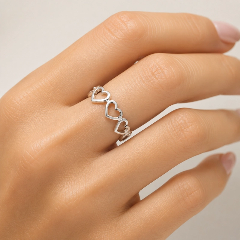 ANILLO CORAZONES AJUSTABLE ACERO INOXIDABLE - 2