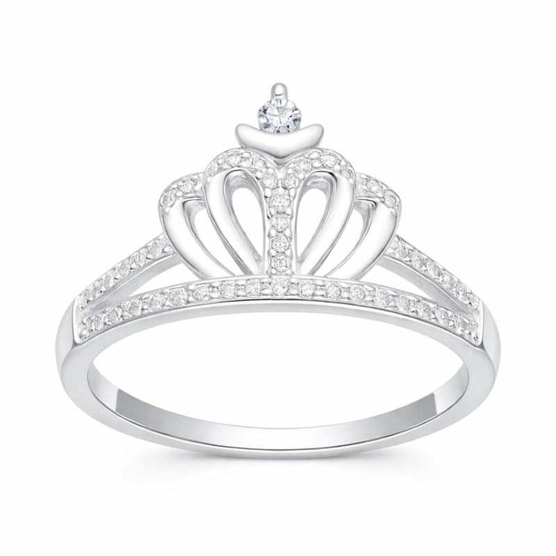 ANILLO CORONA CIRCONES ELEGANTE EN PLATA 925 - 1