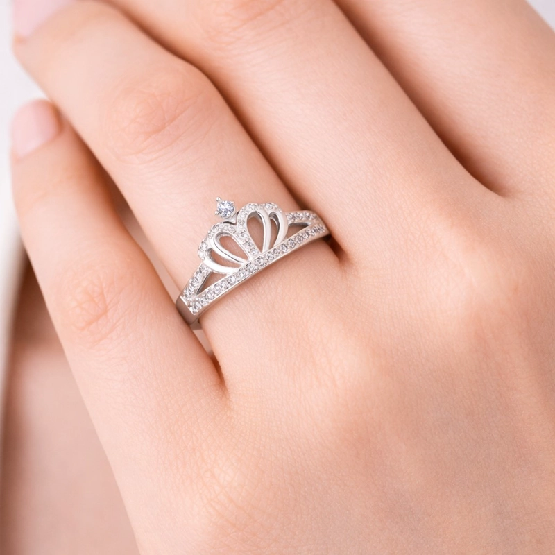 ANILLO CORONA CIRCONES ELEGANTE EN PLATA 925 - 2