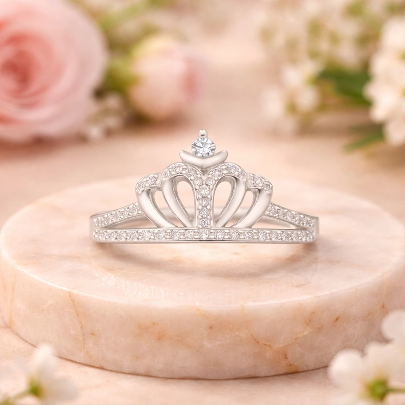 ANILLO CORONA CIRCONES ELEGANTE EN PLATA 925 - 3