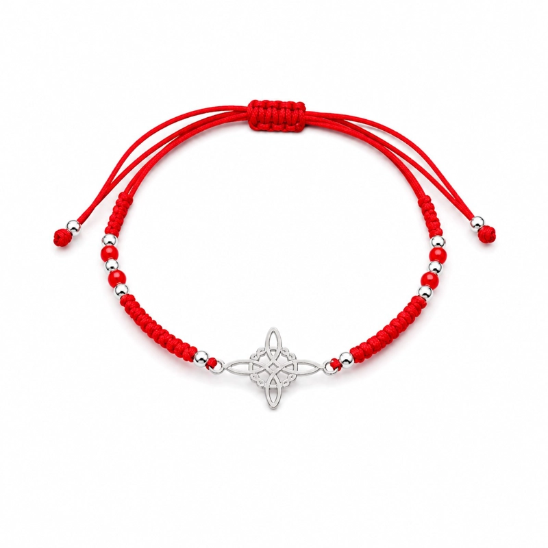 PULSERA HILO ROJO NUDO DE BRUJA AJUSTABLE PLATA 925 - 1