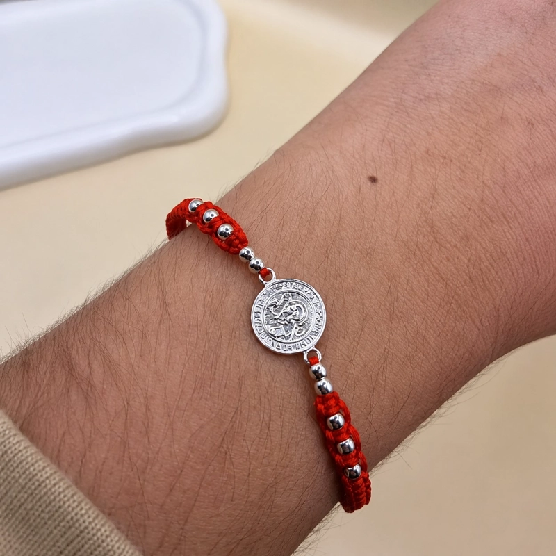 PULSERA HILO ROJO SAN BENITO UNISEX PROTECCION PLATA 925 - 2